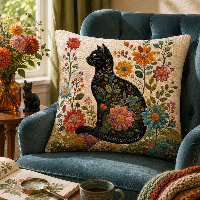 PawMoM chrysanthemum black cat cushion cover set