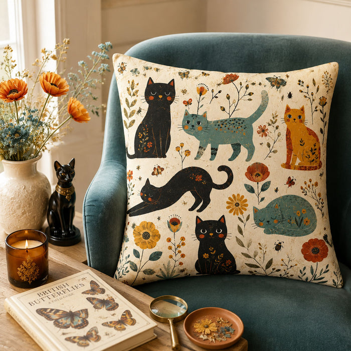 PawMoM daisy folk cats cushion cover set