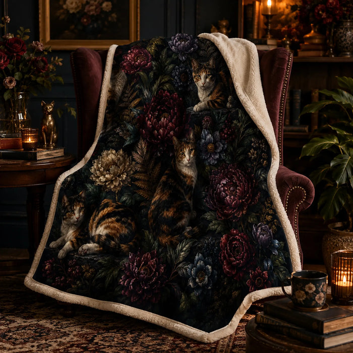 Dark Blossom Tabby Sherpa Blanket — PawMoM