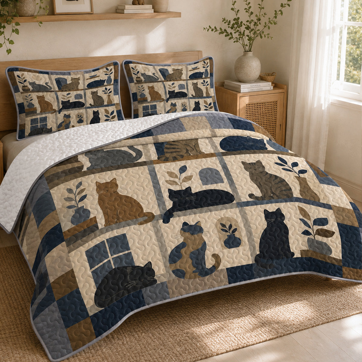 Heritage Block Cat Quilt Set — part of The Complete Bed