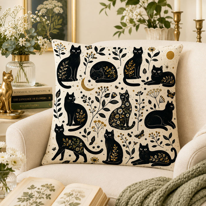 PawMoM moonlit cat silhouettes cushion cover set