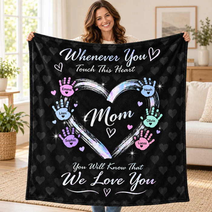 Person holding the handprint heart personalised blanket