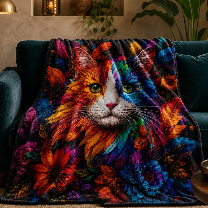 Rainbow Feather Cat Soft Throw Blanket — PawMoM