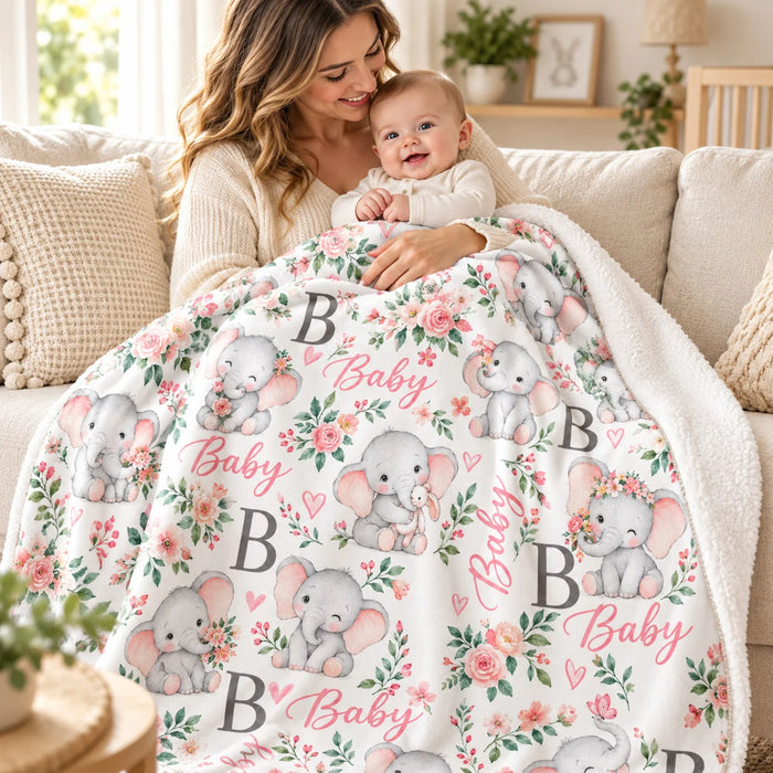 Birthday name blanket on a sofa