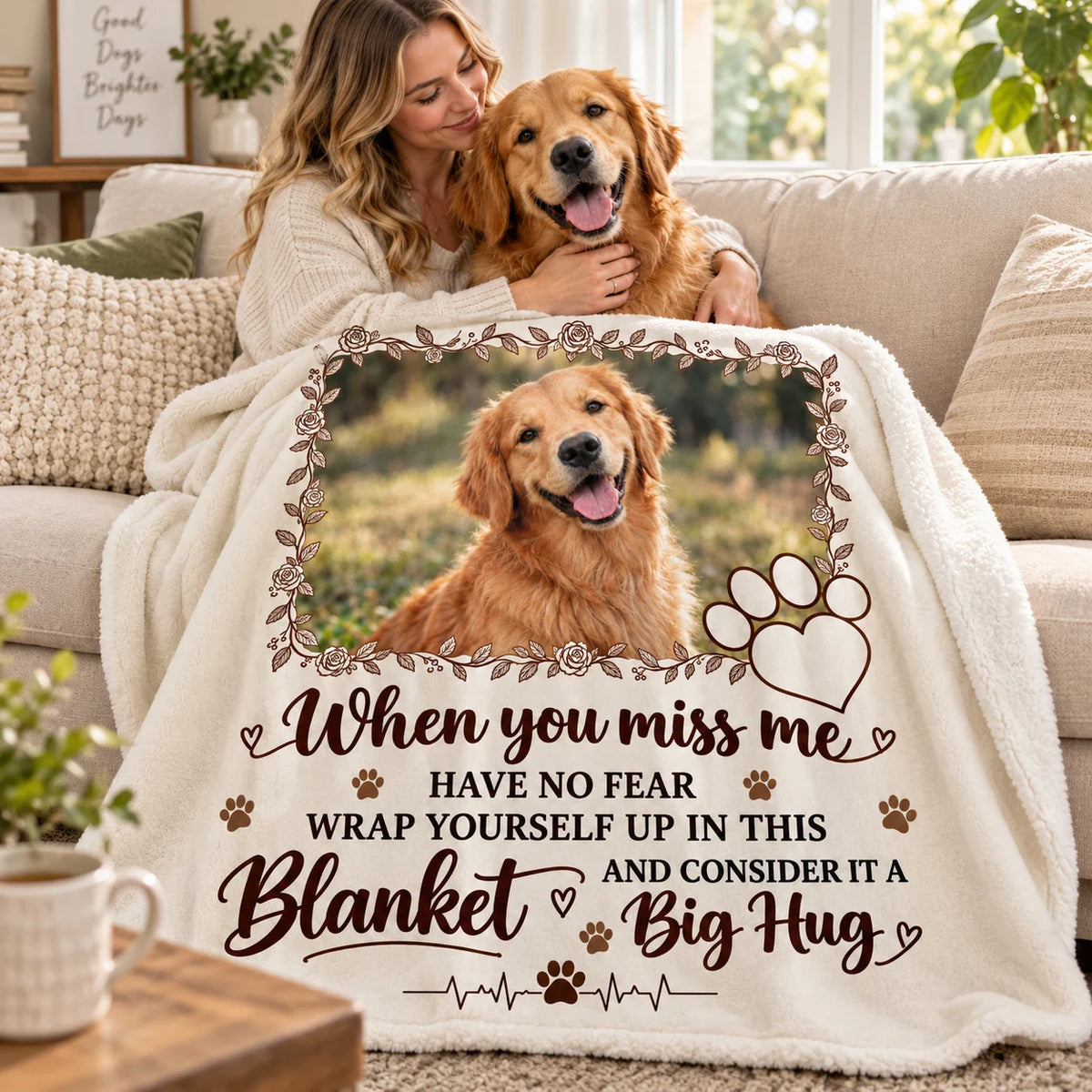 Have No Fear memorial blanket on a sofa
