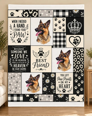 Paw Prints on My Heart personalised 3-photo pet memorial blanket