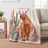 Desert Rose Highland Cow Sherpa Blanket