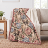 Vintage Rose French Bulldog Sherpa Blanket