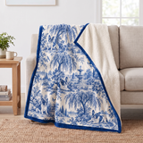 Blue Toile French Bulldog Sherpa Blanket