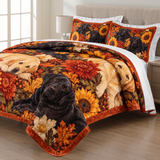 Autumn Floral Labradors Quilt Set