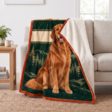 Forest Green Golden Retriever Portrait Sherpa Blanket