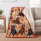 Watercolor Fall Labradors Sherpa Blanket