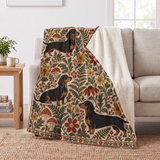Folk Garden Dachshund Sherpa Blanket