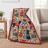 Folk Floral Sweater Labradors Sherpa Blanket