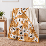 Golden Retriever Paw Print Sherpa Blanket
