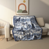 Black Labrador Navy Toile Fleece Throw Blanket