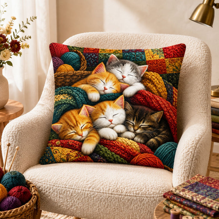 PawMoM cosy quilt sleeping cats cushion cover set