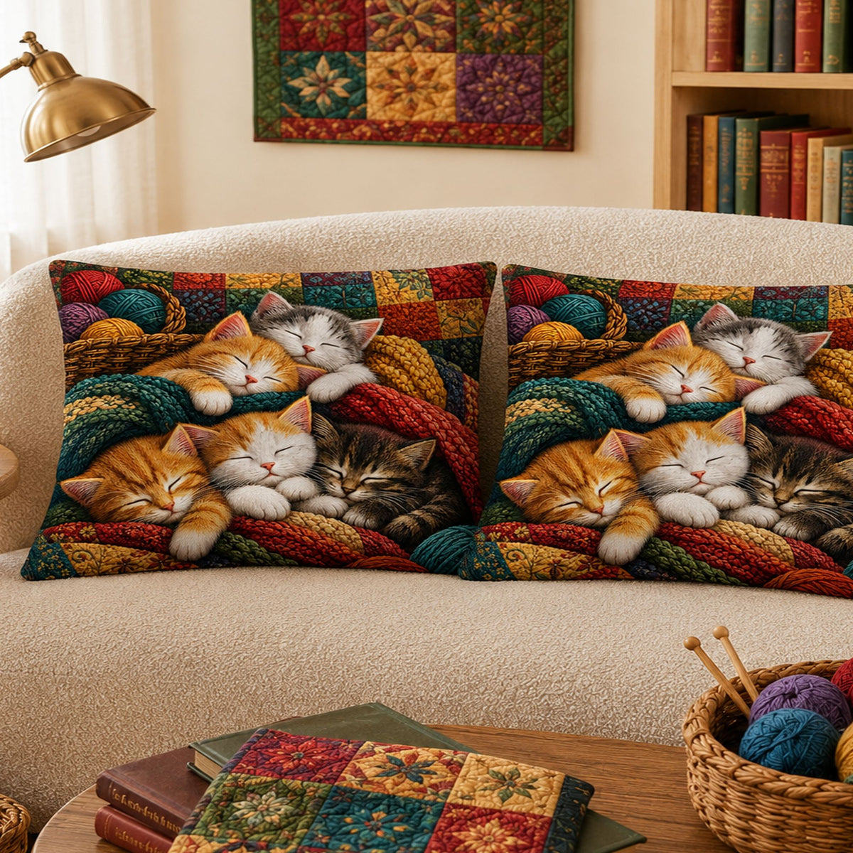 PawMoM cosy quilt sleeping cats pillowcase set
