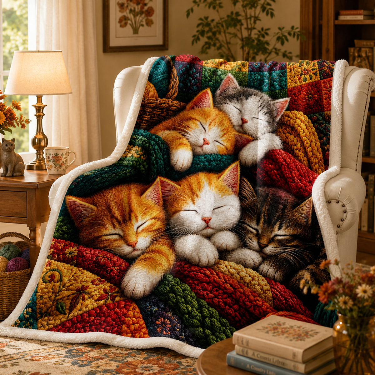 PawMoM cosy quilt sleeping cats sherpa blanket