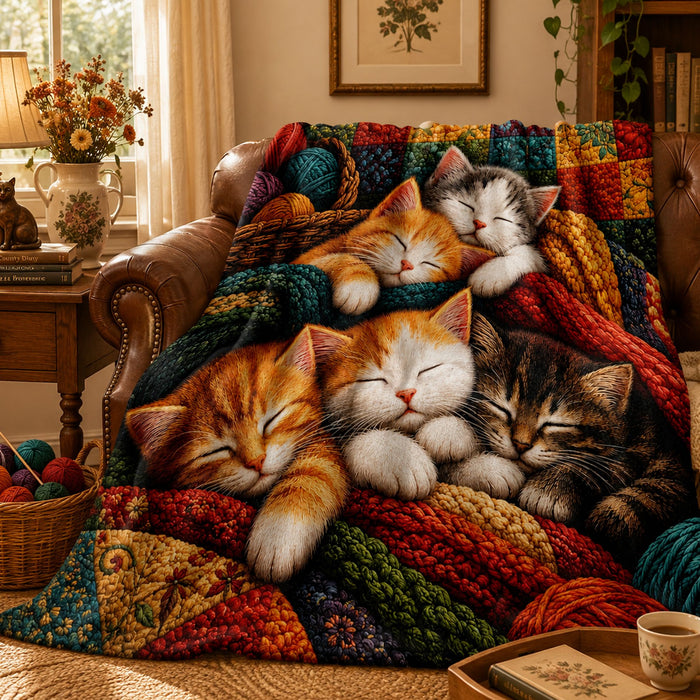PawMoM cosy quilt sleeping cats soft throw blanket