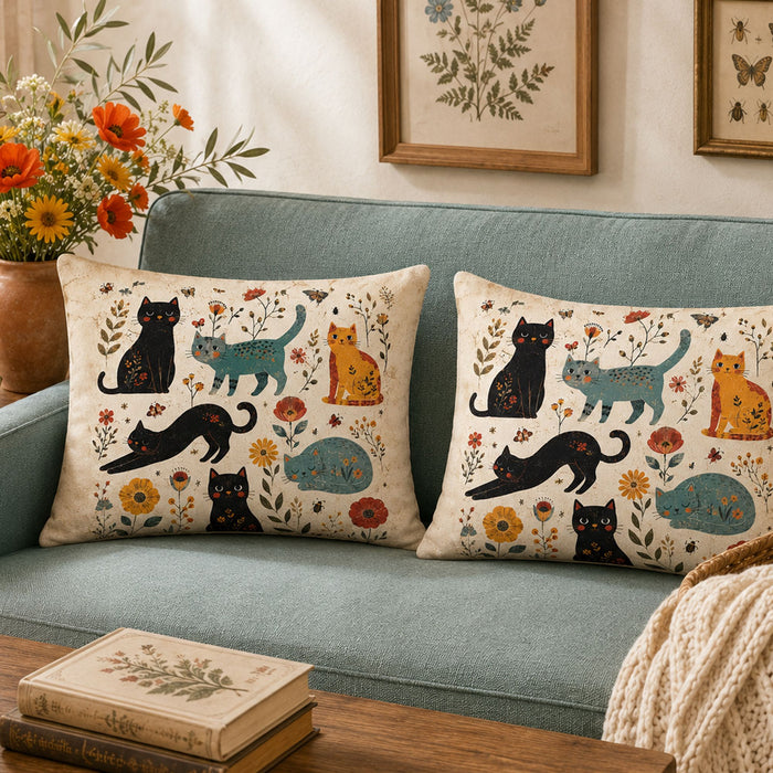 PawMoM daisy folk cats pillowcase set