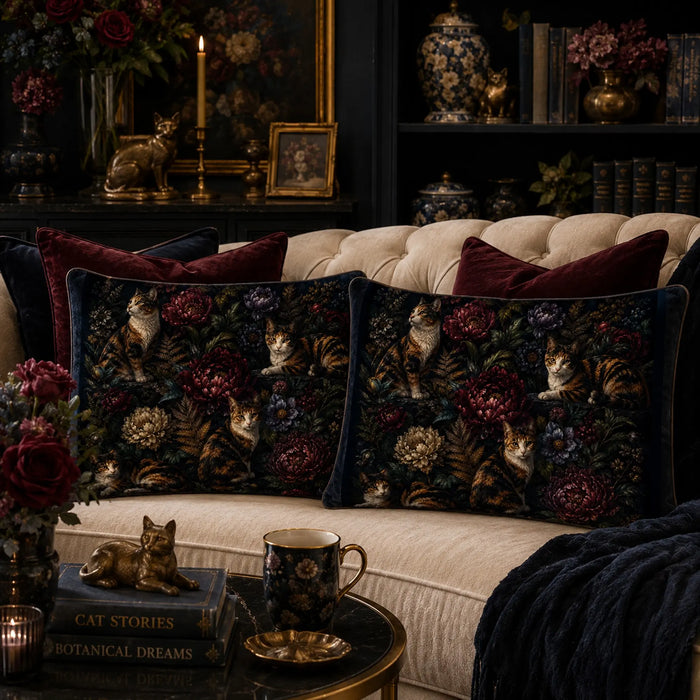 Dark Blossom Tabby Pillowcase Set — PawMoM