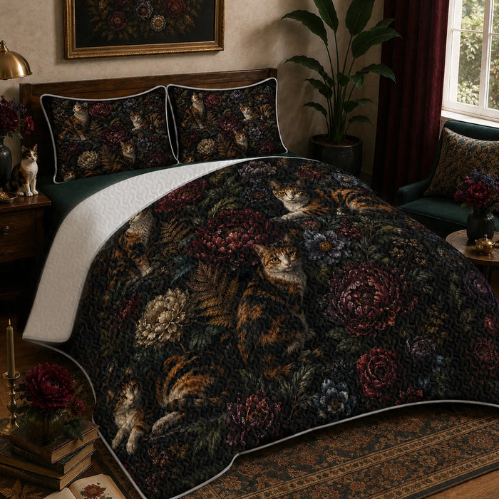 Dark Blossom Tabby Quilt Set — PawMoM
