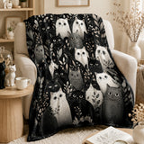 Moonlit Cat Gathering Fleece Throw Blanket