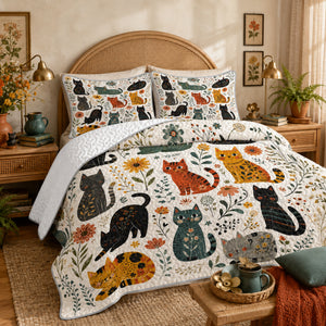 Folk Garden Kittens Quilt Set — part of The Complete Bed