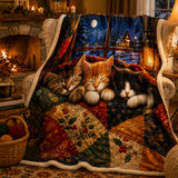 Snowfall Window Kittens Sherpa Blanket