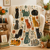 Folk Garden Kittens Fleece Throw Blanket