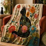 Chrysanthemum Garden Cat Fleece Throw Blanket