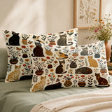 Cottage Flowerpot Cat Pillowcase Set