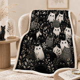 Moonlit Cat Gathering Sherpa Blanket
