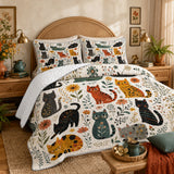 Folk Garden Kittens Quilt Set