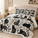 Gilded Silhouette Cat Quilt Set