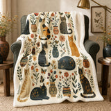 Cottage Flowerpot Cat Sherpa Blanket