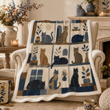 Heritage Block Cat Sherpa Blanket