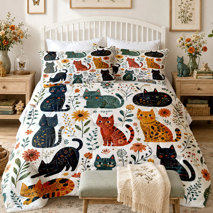 Folk Garden Cats Quilt Set — PawMoM