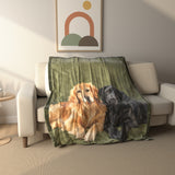 Golden Retriever & Black Lab Duo Fleece Throw Blanket