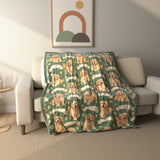 Golden Retriever Puppy Ribbon Fleece Throw Blanket