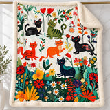 Meadow Play Cats Sherpa Blanket