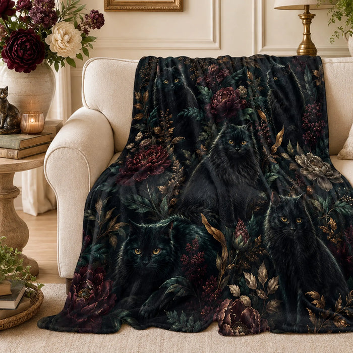 Midnight Peony Cat Soft Throw Blanket — PawMoM