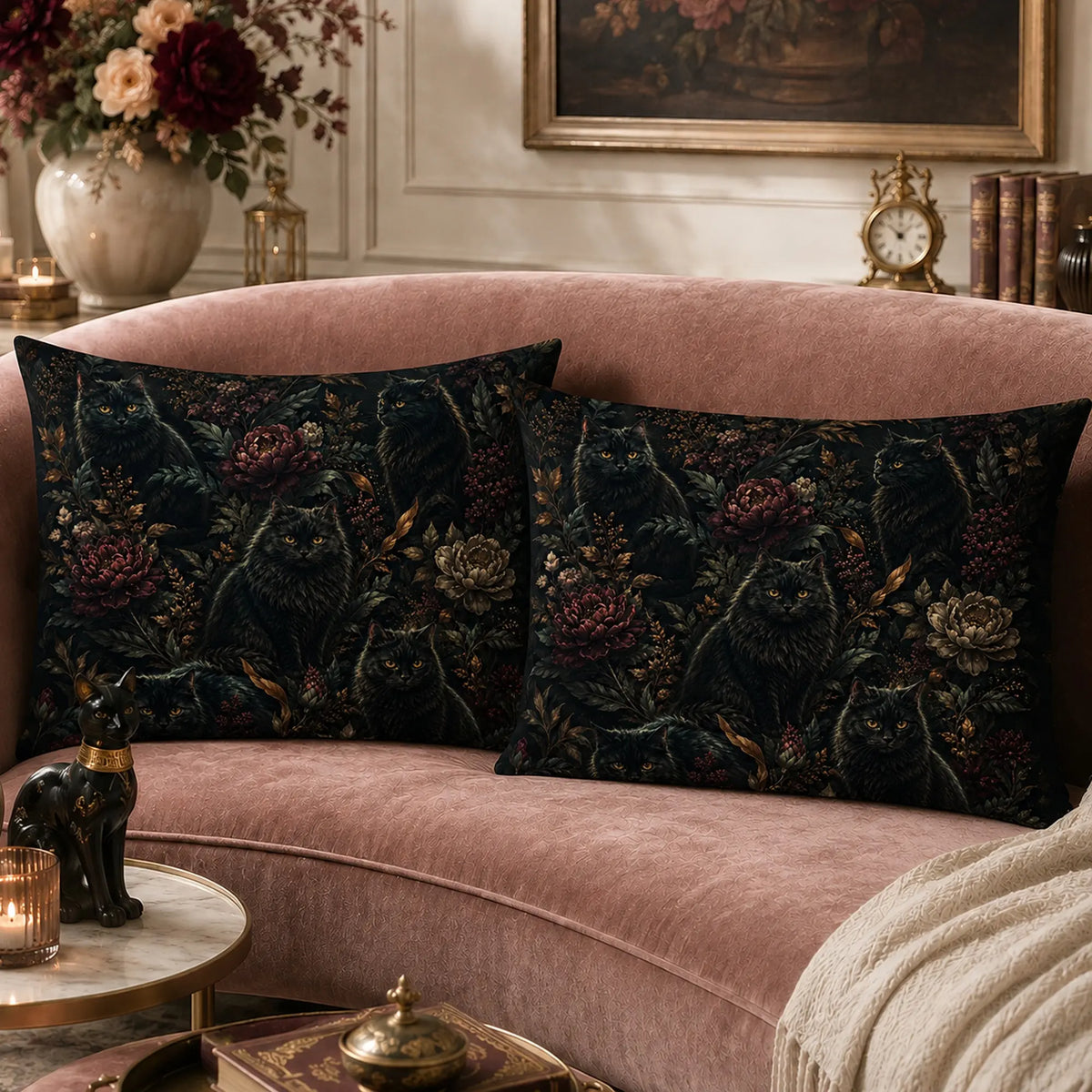 Midnight Peony Cat Pillowcase Set — PawMoM