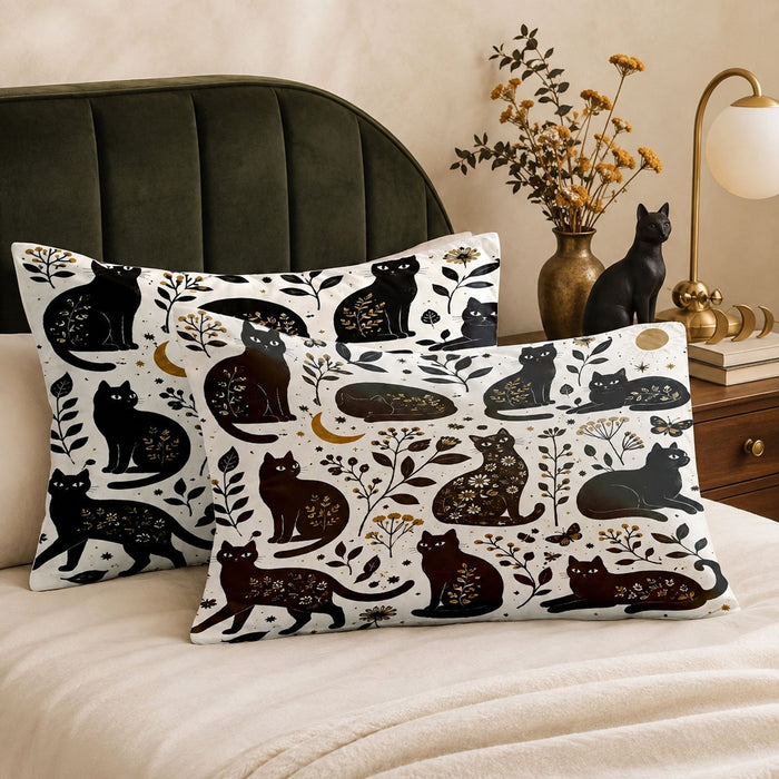 PawMoM moonlit cat silhouettes pillowcase set
