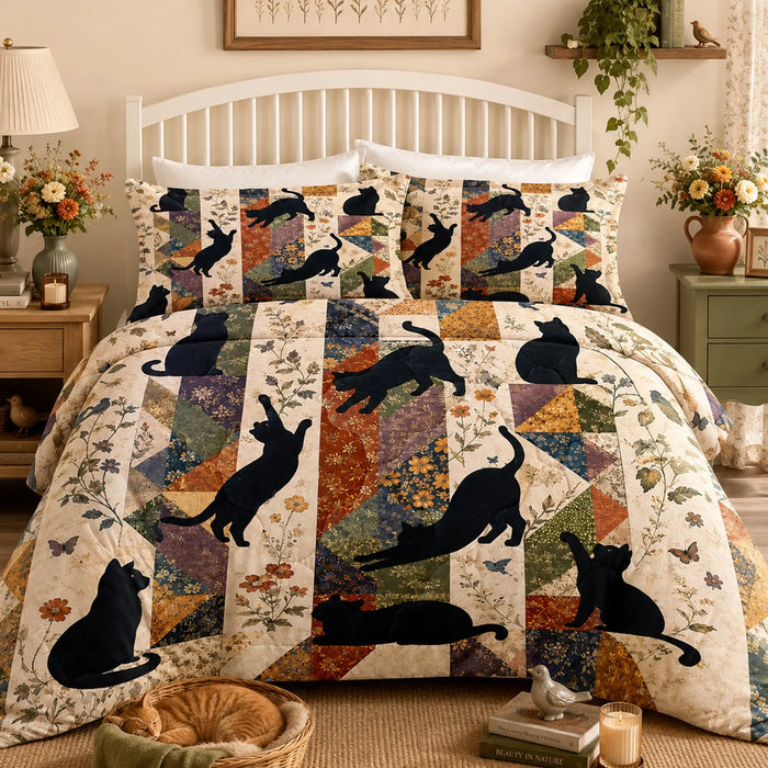 Patchwork Black Cats Quilt Set — PawMoM