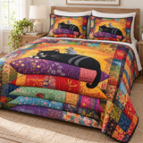 Patchwork Pillow Black Cat Quilt – Quilted Cat Bedspread