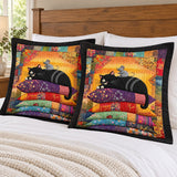 Patchwork Pillow Black Cat Pillow Sham Set