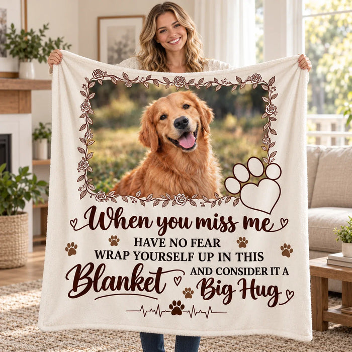 Person holding the Consider It A Big Hug personalised blanket