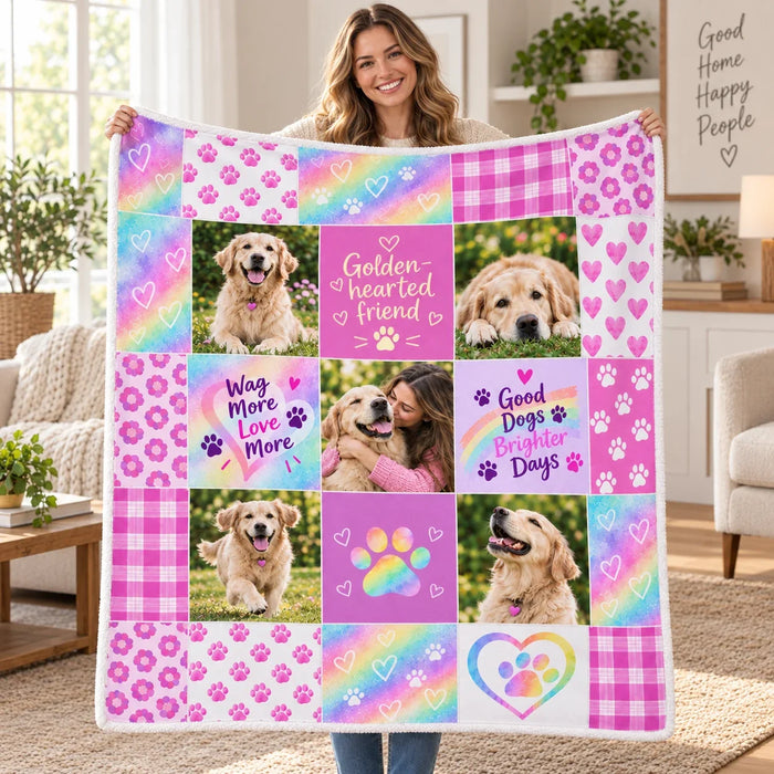 Person holding the Plaid Patchwork memory blanket